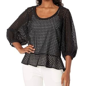 Club Monaco Eyelet Wrap Peplum Top